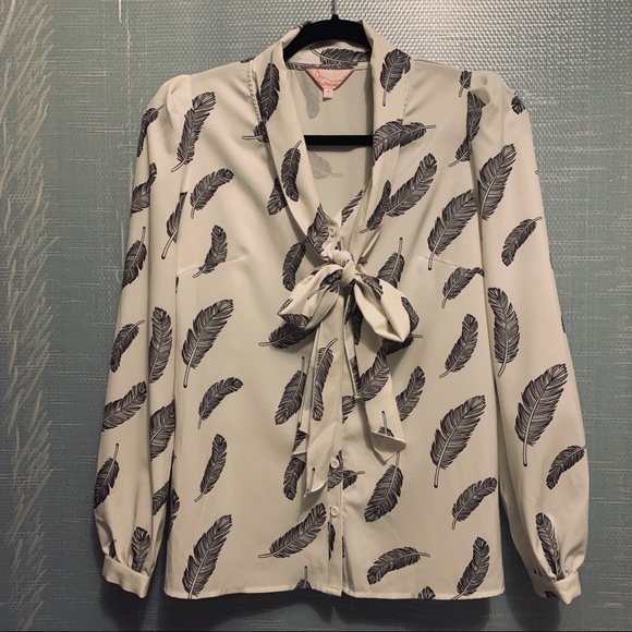 StyleWe Dabuwawa bow tie white long sleeve blouse - Picture 1 of 7